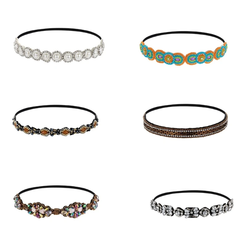 Temperament Headbands Girl Rhinestones&Beads Eye-catching Hairband for Carnivals Dropsale