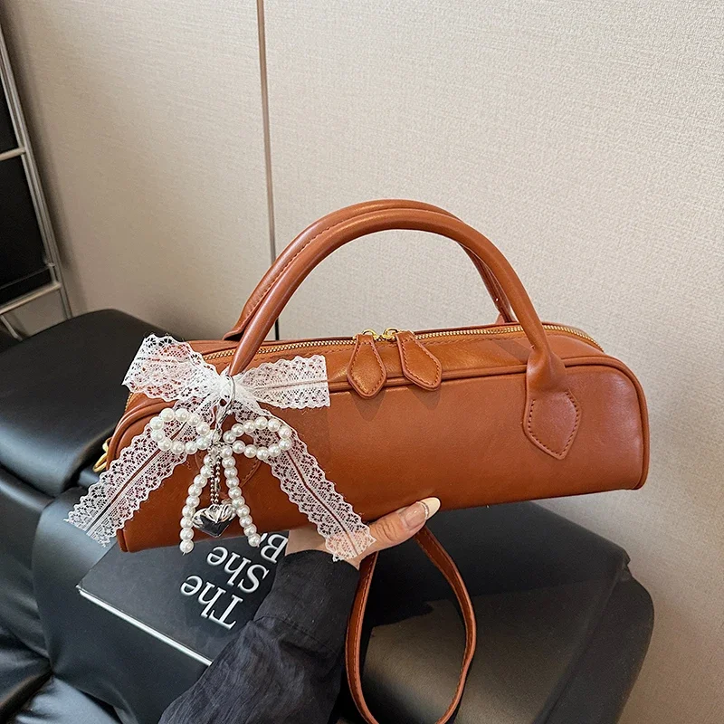 

2025 New Brown Black Pu Leather Women's Shoulder Crossbody Bag Luxury ladies Handbag Pillow Travel Bag Female Commuter Tote
