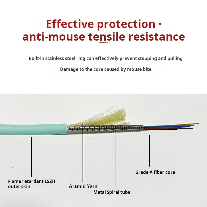 Multimode OM3 Fiber Optic Jumper LSZH Armored  4 Core,Jacket diameter 5MM Fiber Optic Jumper Anti-mouse Bite LC To SC-FC-ST,300m