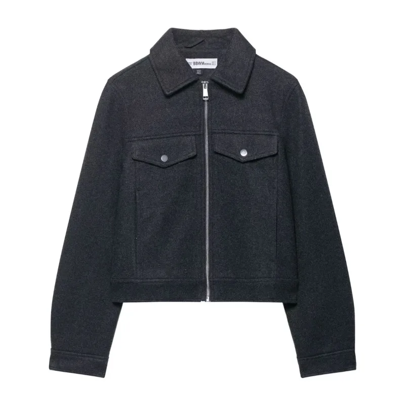 

HipSeam Women Soft Zip Up Jacket Jacket Autumn Casual Pocket Turn Down Collar Long Sleeve Women's Jacket Fashion Female Coats