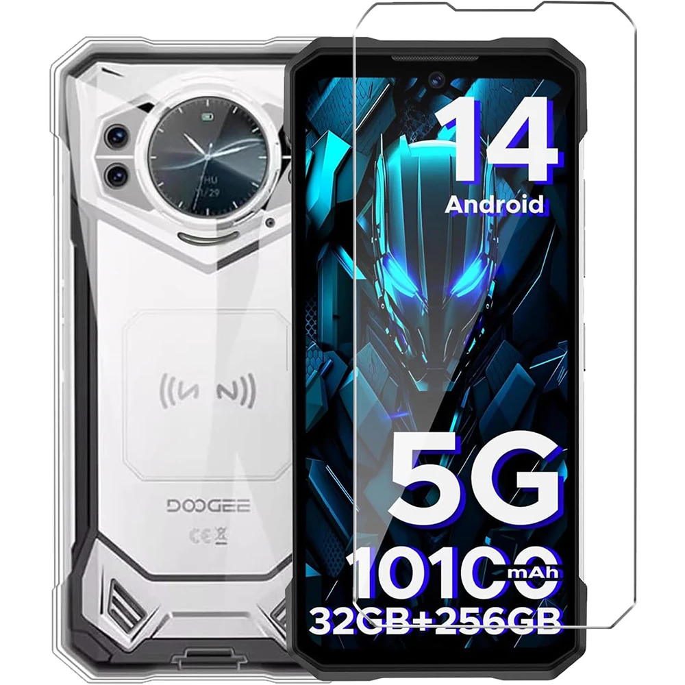 Szkło 2 w 1 + silikonowe etui do Doogee S200 Etui ze szkła hartowanego do Doogee S200