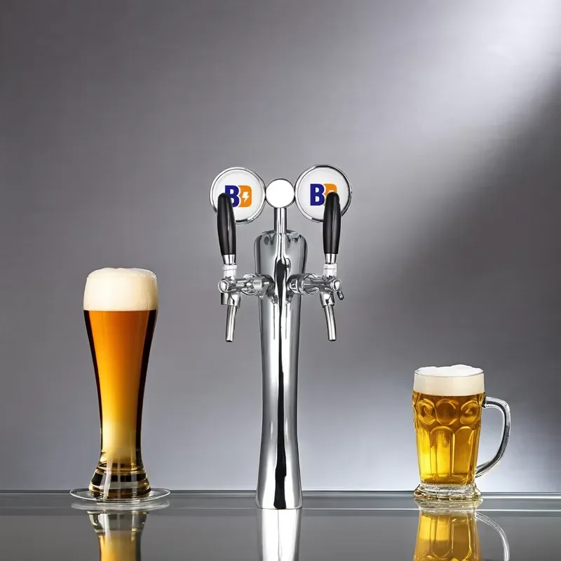 Premium Double Tap Beer Tower with LED Light for Bar Hotel Elegant Drink Dispenser Machine High Quality Beverage Serving