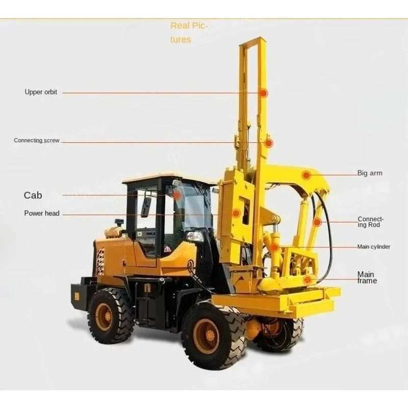 Highway Guardrail Pile Driver Hydraulic Hammer Rammer For Road Safety Barrier Installation Steel Post Piling Equipment