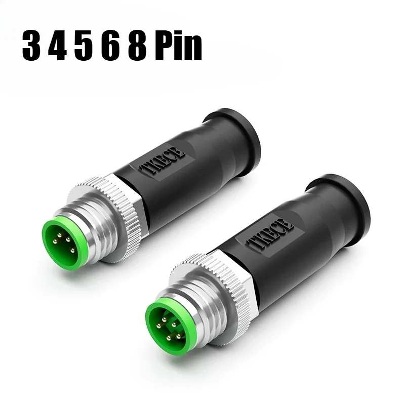 M8 Termination Resistor 120 Ohm Connector IP67 Waterproof A type B Coded 3 4 5 6 8Pin Male Female Sensor Industrial Plug CAN bus