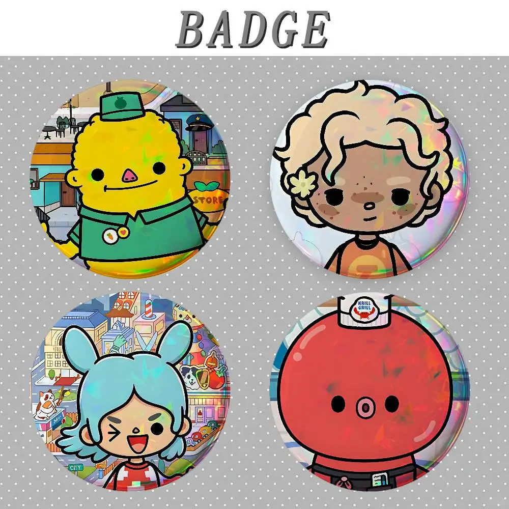 Cute T-Toca Boca World Badges Tinplate Soft Button Pin Brooch Metal Badge Custom Jewelry Accessories Hat Bag Lapel