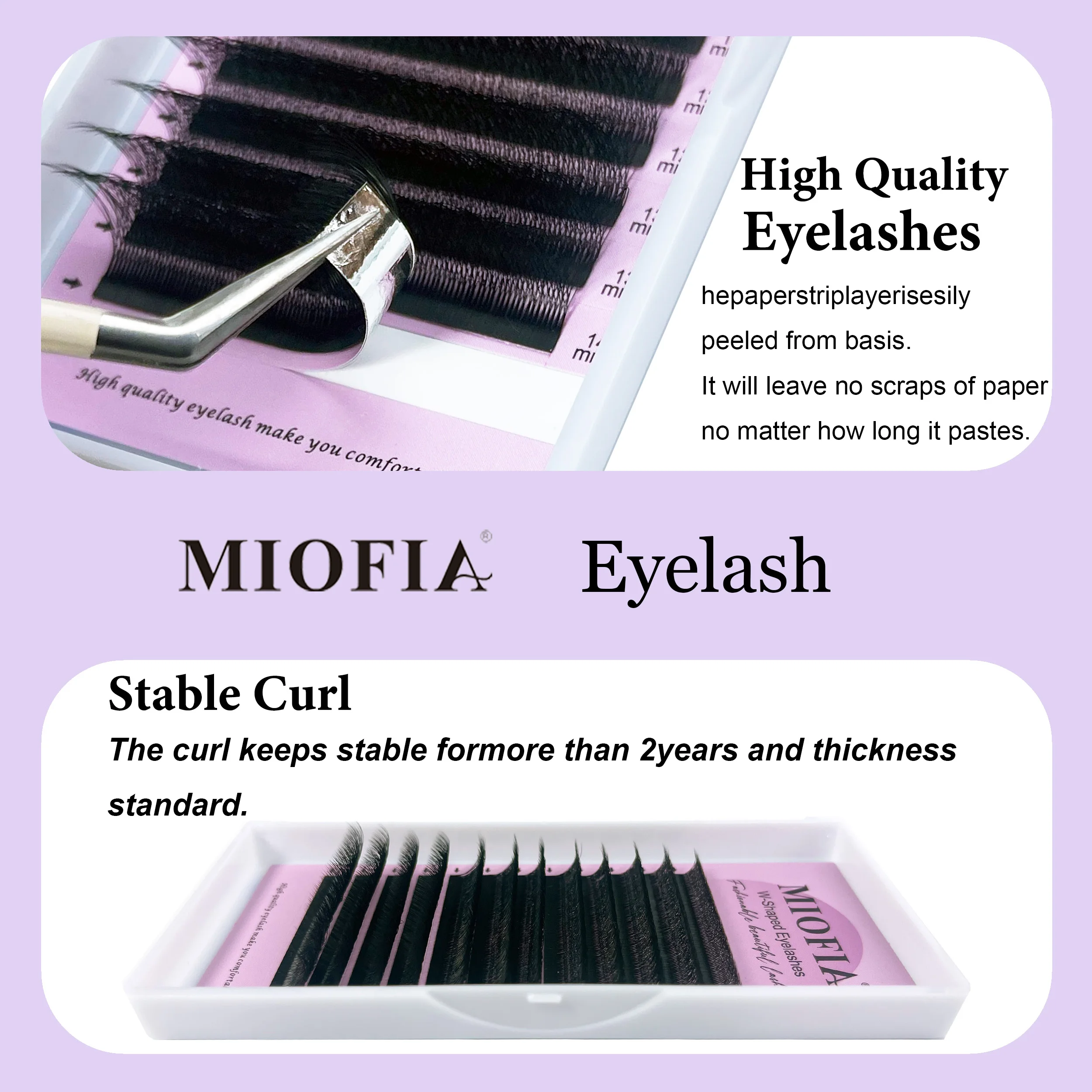 MIOFIA 5D W형 속눈썹 연장 0.07mm 자연스러운 러시안 볼륨 자연스러운 부드러운 프리메이드 팬 속눈썹 연장 미용 메이크업용