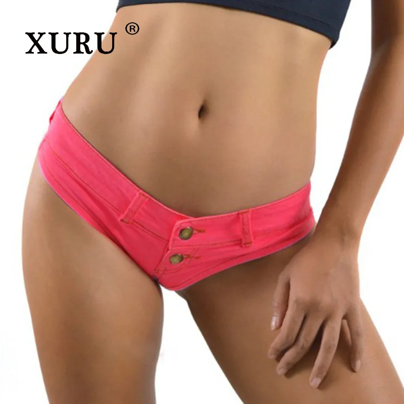 XURU - New Women's Super Low Waist Sexy Jeans, Summer European and American Bar Spicy Girl Denim Shorts Hot Pants