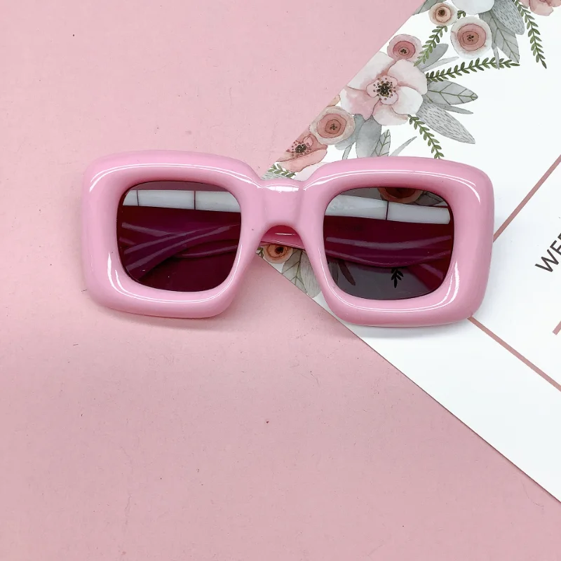 Candy Color Square Kids Y2k Eyeglasses Fashion Anti-blue Light Inflatable Thick Computer Glasses Frame Boys Girls Retro Shades