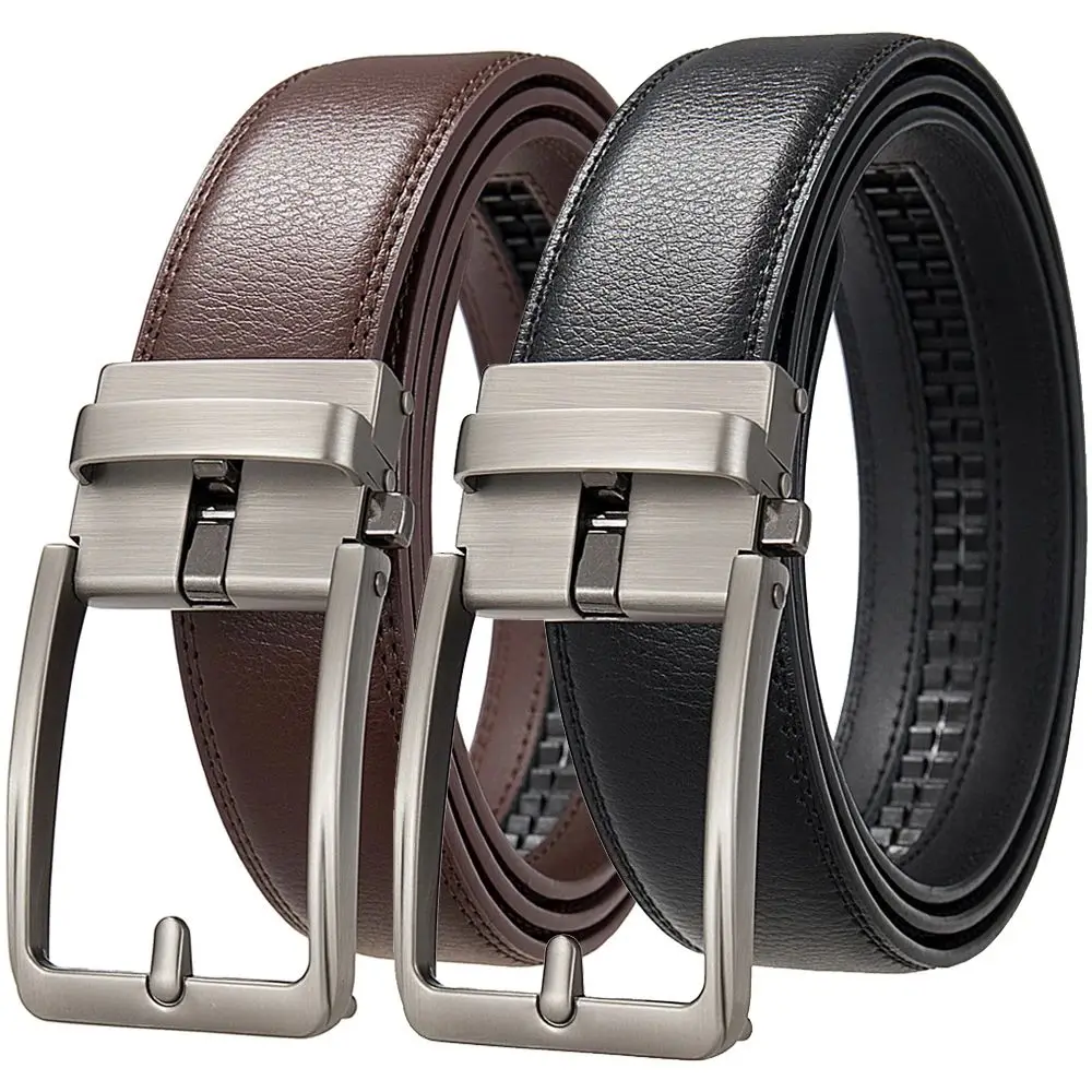 3.5cm Men's Leather Belts Fashion Automatic Buckle Cowskin Male Belts Luxury Designer Black Brown