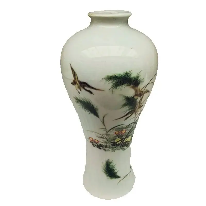 

Traditional Chinese Porcelain Vase with Pastel Flower & Bird Pattern Plum Vase Decorative Artwork for Home Old Collection