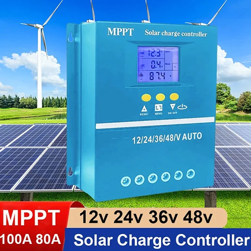 

60A-100A Mppt 12V/24V/48V Auto Solar Charge Controller with LCD Display Solar PV Regulators for Lead-acid / Lithium Battery