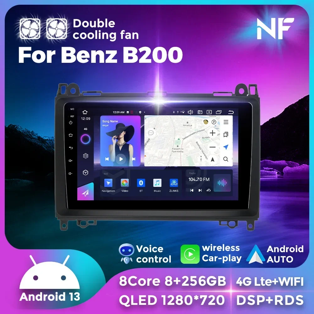 

2K QLED Android Auto Radio for Mercedes Benz B200 Sprinter W906 W639 AB Class W169 W245 Carplay Multimedia GPS Player DSP Stereo