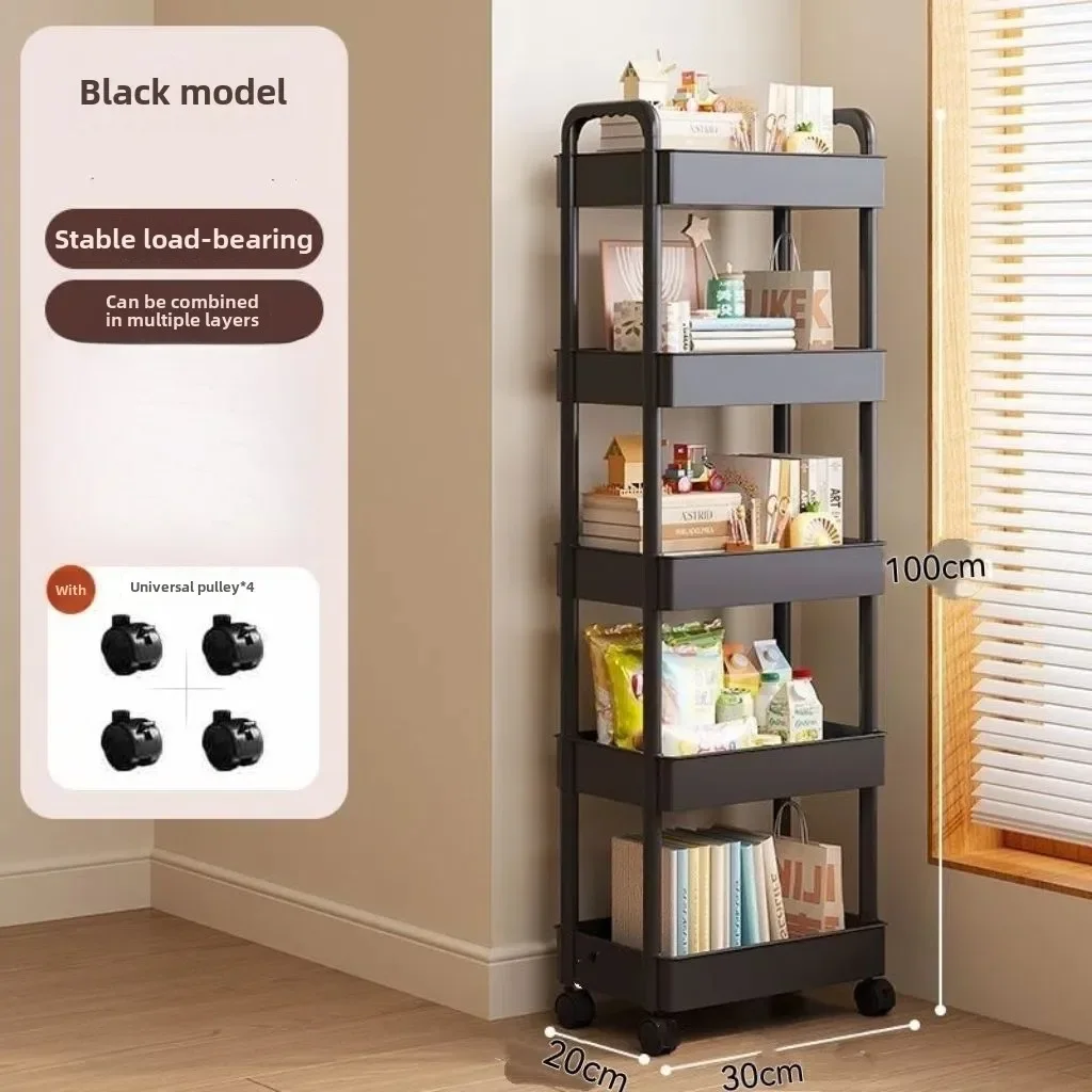 Open Shelf Storage Cart Multifunctional Organizer Rack Book Display Unit Snack Storage Kitchen Bedroom Living Room Home Decor