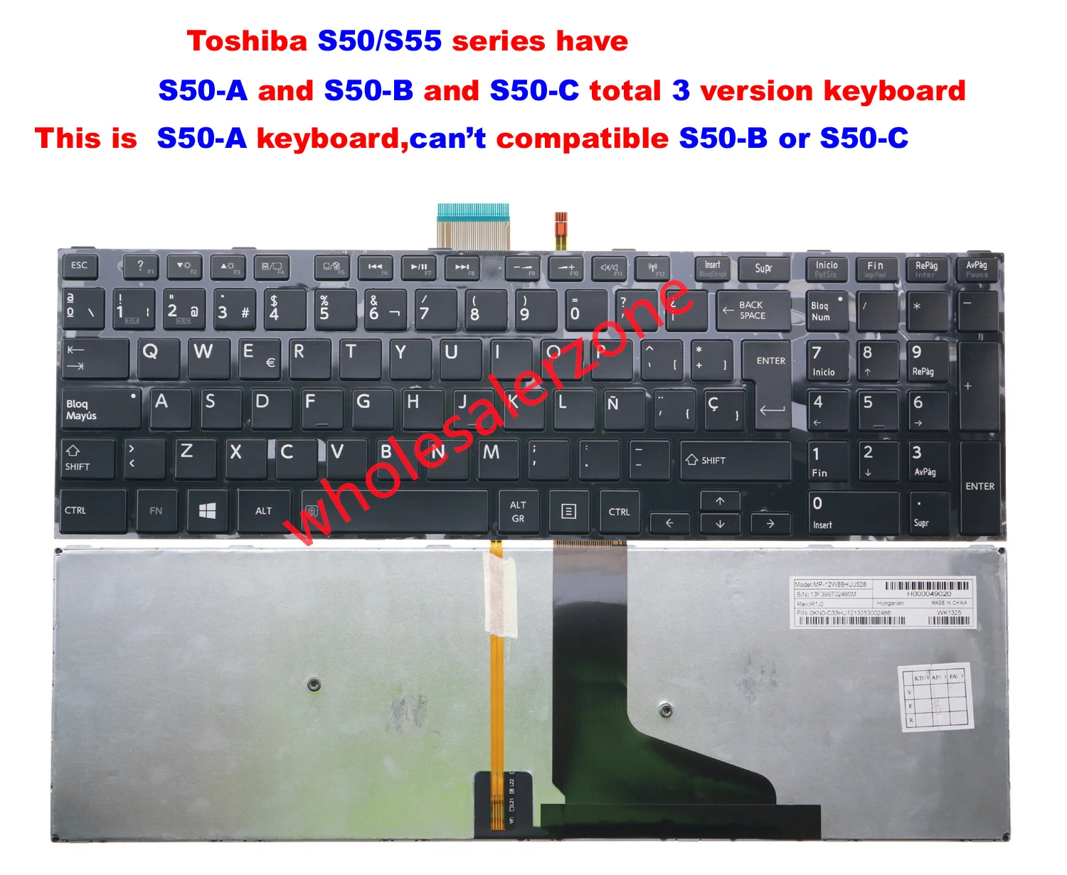 Keyboard for Toshiba Satellite S50-A S55-A series S50D-A S50t-A S55D-A S55t-A S55-S5188 S50-A-00G S50t-s5389 S55-AC02W1 laptop