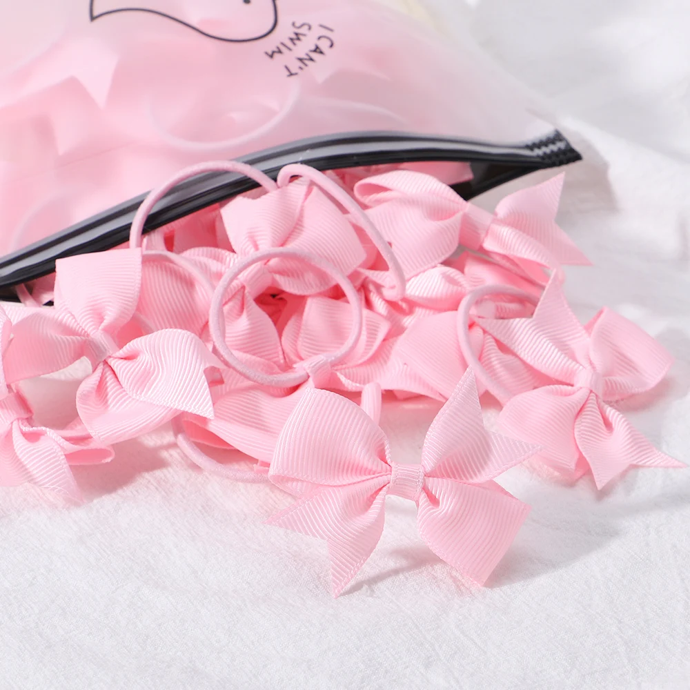 10Pcs/Set 2.2Inches Mini Bows Elastic Hair Band For Baby Girls Rubber Ponytail Holder Kids  Headwear Hair Accessories Gifts