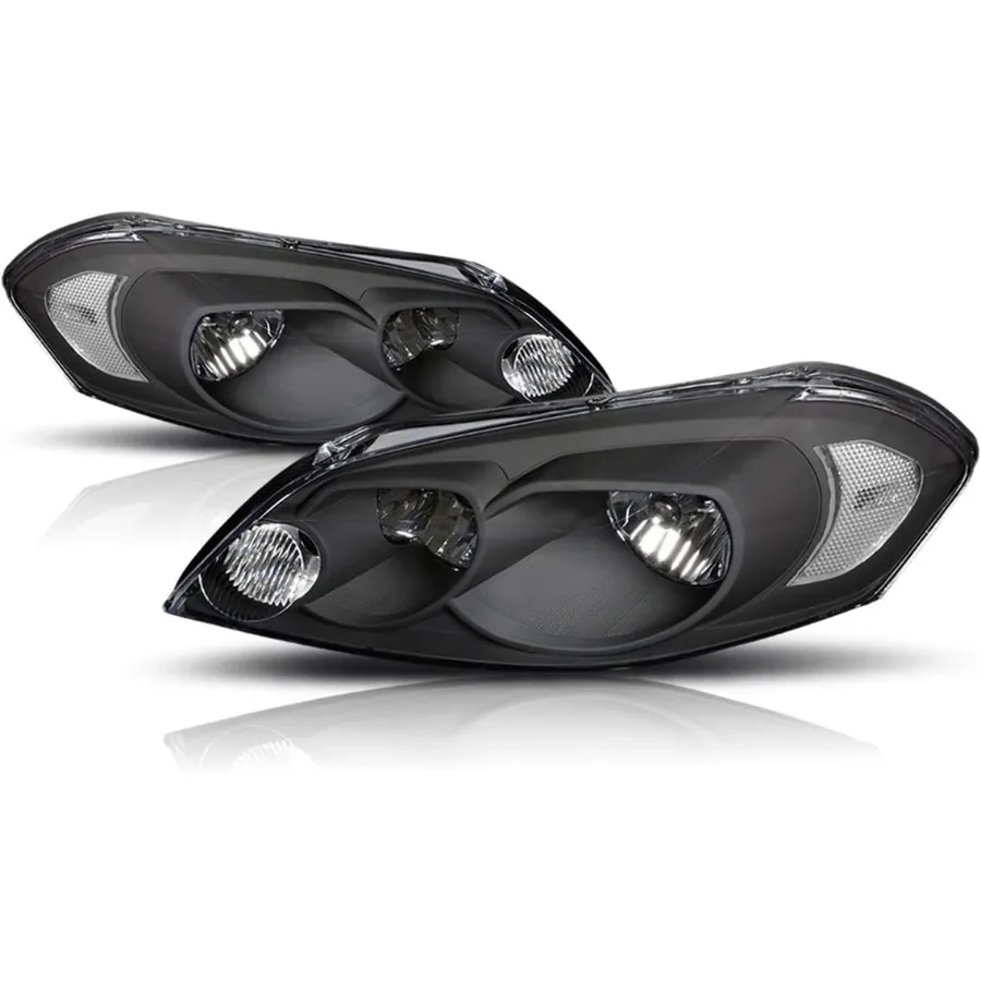 

Black Housing Clear Corner Pair of Headlights Replacement Compatible with 06-13 Impala