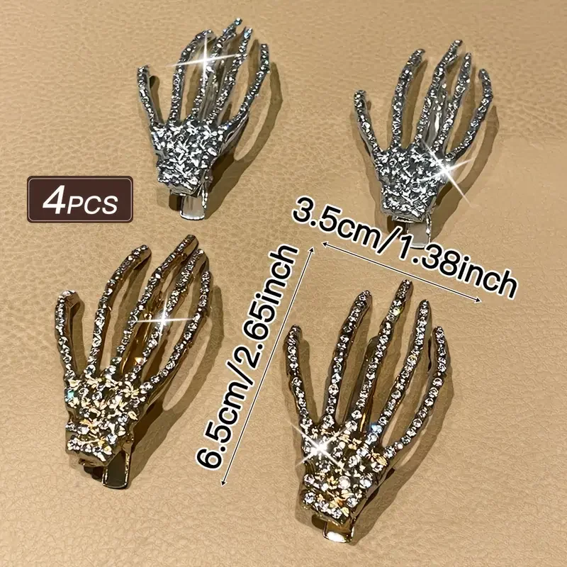 

4шт женские заколки для волос с призраками, инкрустированные бриллиантами на Хэллоуин, готический стиль, женские аксессуары для волос, украшения на Хэллоуин,