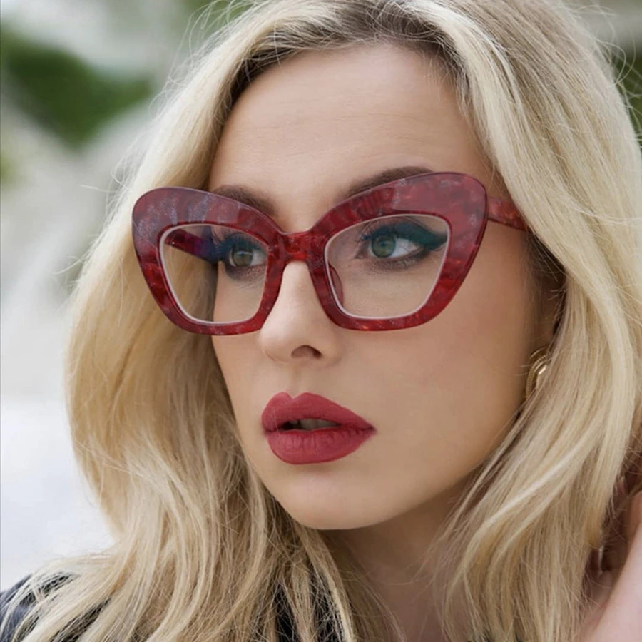 2024 New Fashion Vintage Anti Blue Light Cat Eye Women Glasse Retro Designer Eyeglasse Frame Ladies Ins Trending Clear Computer