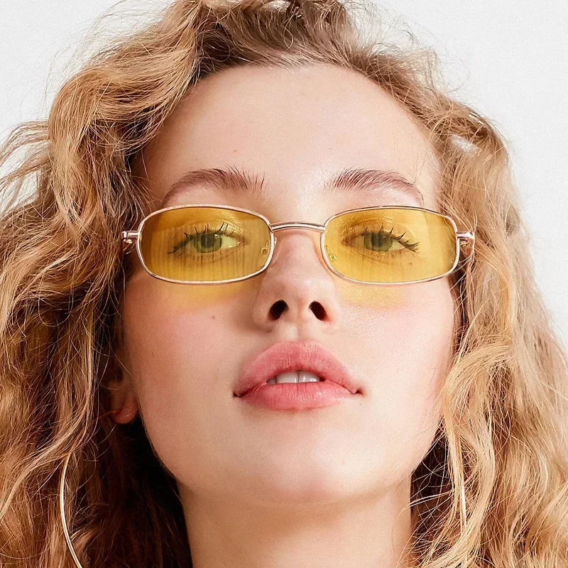 Small Rectangle Sunglasses Women Vintage Fashion Sunglasses For Girls Retro Metal Frame Sunglasses Women Cycling Sun Glasses