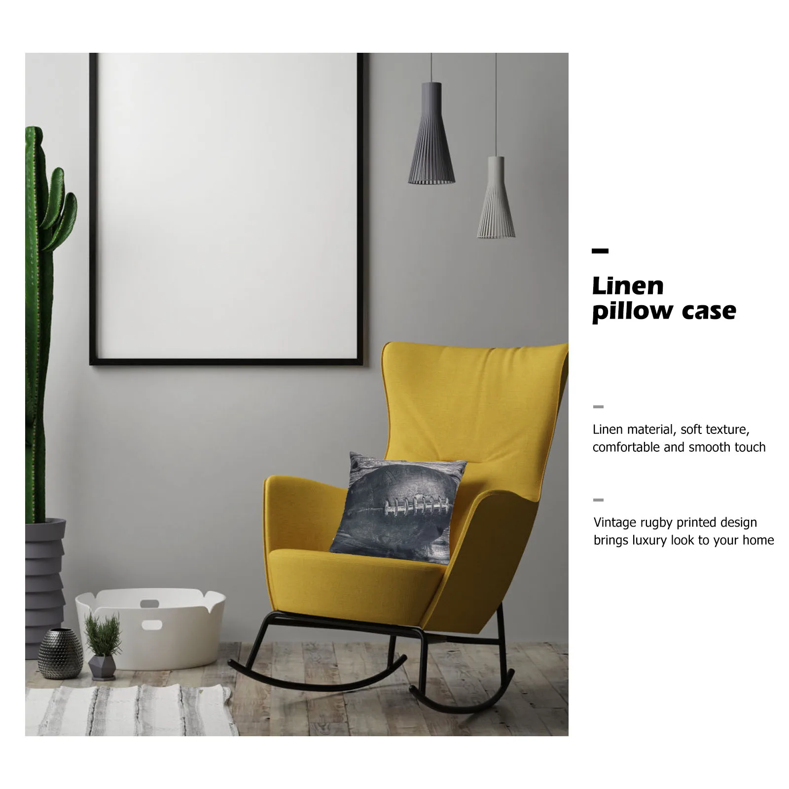 

Rugby Pattern Linen Pillow Case Vintage Design Home Decor Cushion Cover Comfortable Touch Easy Install Remove Wash Sofa Car