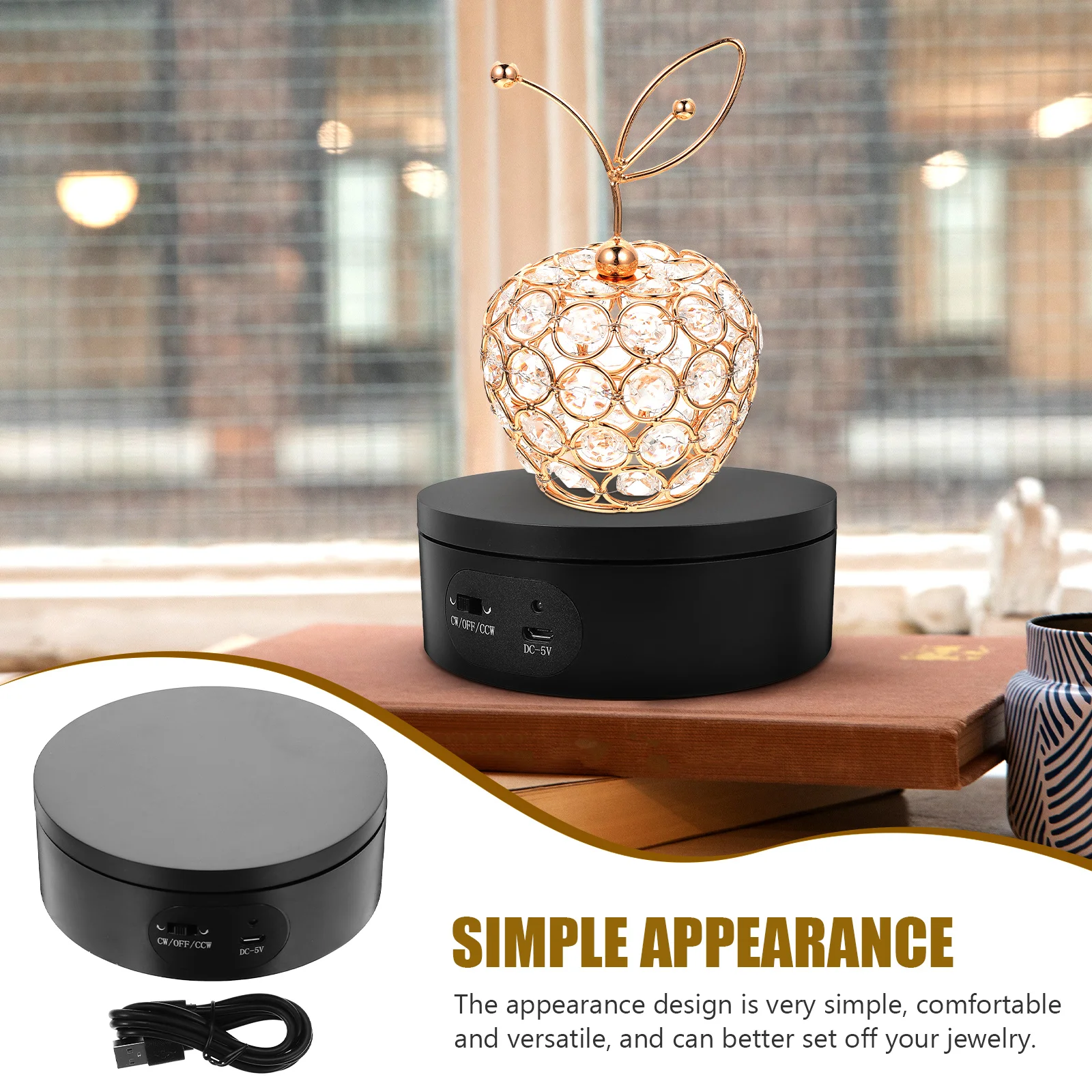 

1 Set Rotating Turntable For Jewelry Display Stand Electric Rotatable Base Automatic Display Tool Photography Prop Plastic Abs