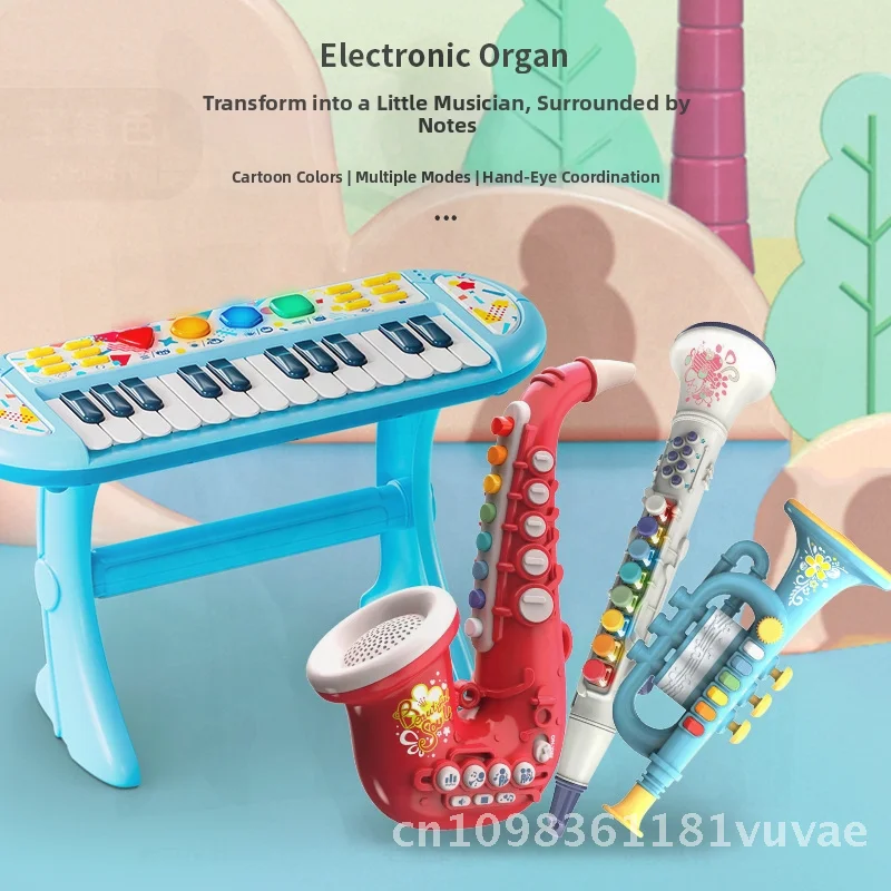 Saxofón eléctrico para educación temprana, clarinete, juguete musical para niños, instrumento Musical de simulación de tamaño pequeño para edades de 4 a 6 años