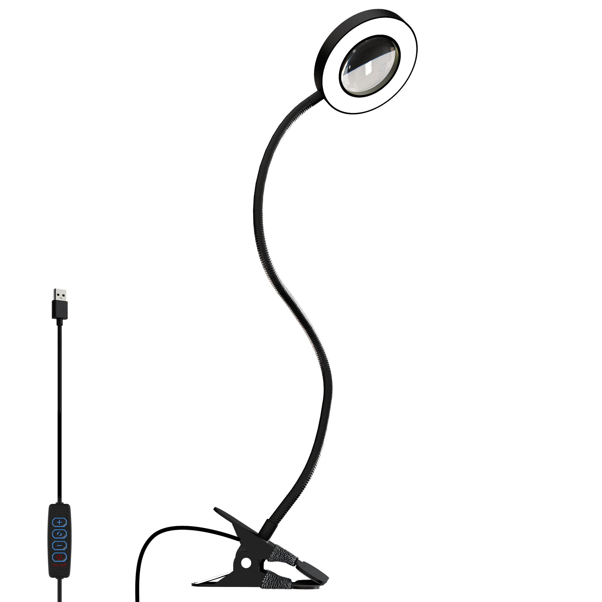 1pc, 5X Magnifying Glass with Light, Clip On LED Magnifying Lamp with Clamp, 3 Modes Dimmable for Reading, Crafts, DIY, Reading. view 4