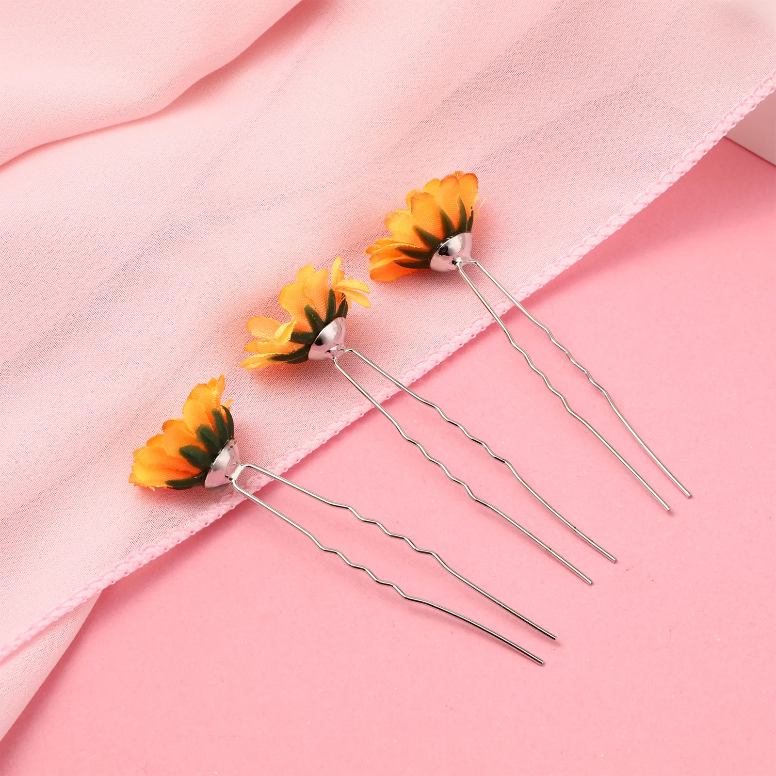 

15pcs Sunflower Hair Accessories Elegant Cloth Flowers Girls Women Cute DIY Hairpins Materials Handmade Art Project