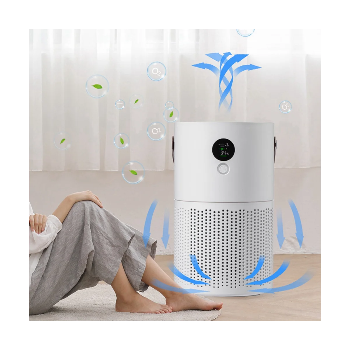 Negative Ion Air Purifier Portable Indoor Formaldehyde Air Filter USB Mute Smoke Removal Purifier with Lcd for Household