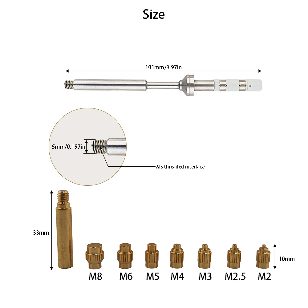TS Heat Insert Nut Iron Tip 3D Implanted Hot Melt Brass Nut Pressure Head M2-M8 Brass kit for TS100/TS101/PINE64 Soldering Iron