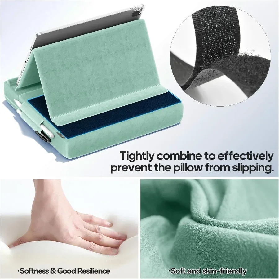 Soporte de almohada para tableta KDD, soporte para Ipad con visualización multiángulo para cama de regazo y escritorio, base de almohadilla suave plegable con soporte para lápiz óptico Compatible