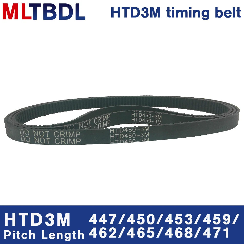 HTD 3M Thời Gian Dây 447/450/453/459/462/465/468/471mm 6/9/10/15Mm Rộng RubbeToothed Dây Vòng Kín Đồng Bộ Dây Sân 3Mm