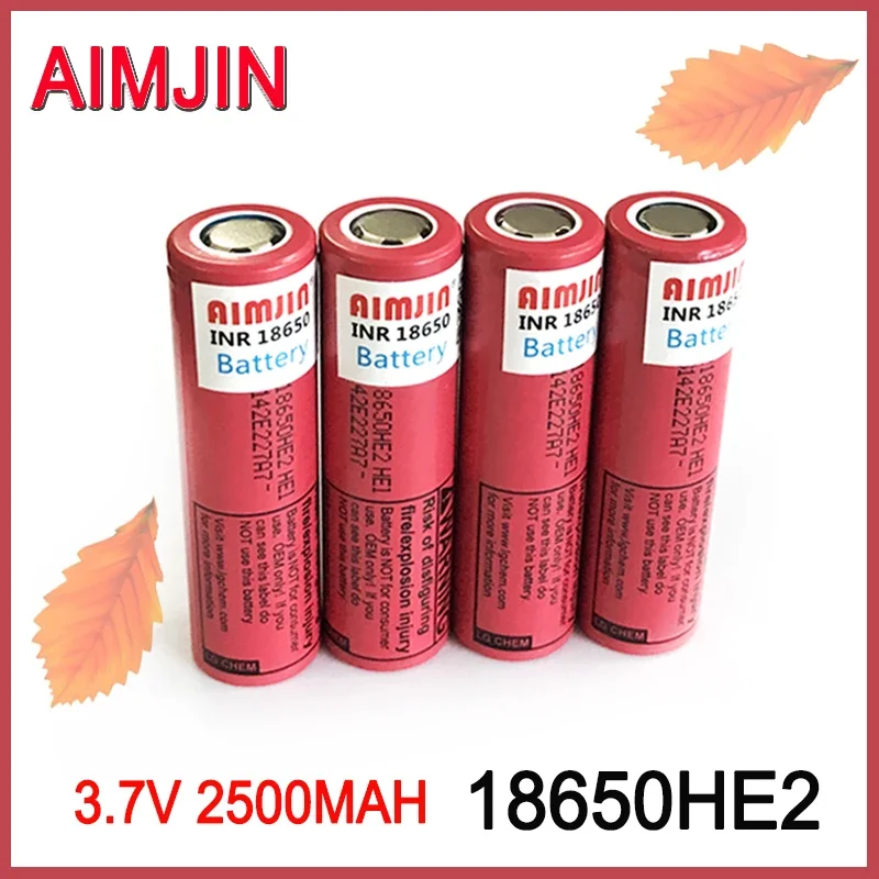 18650HE2 3.7โวลต์2500มิลลิเธียมแบตเตอรี่โทรศัพท์แบบชาร์จไฟได้สำหรับคอมพิวเตอร์ของเล่นพัดลมแล็ปท็อปโคมไฟแบตสำรองไฟฉายฯลฯ