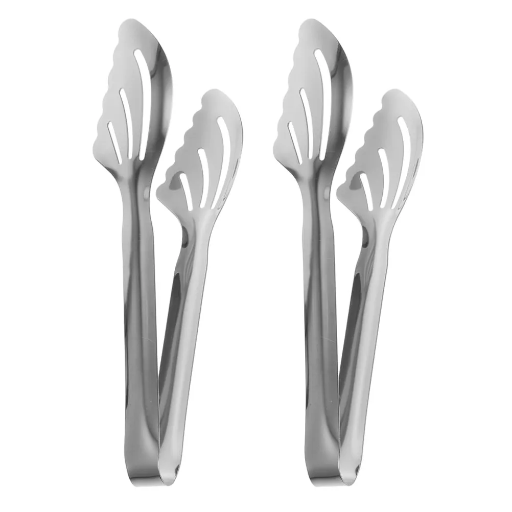 2Pcs Stainless Steel Cooking Tongs Heat Resistant Barbecue Kitchen Salad Serving Heavy Duty Locking Metal Food Clamp Versatile
