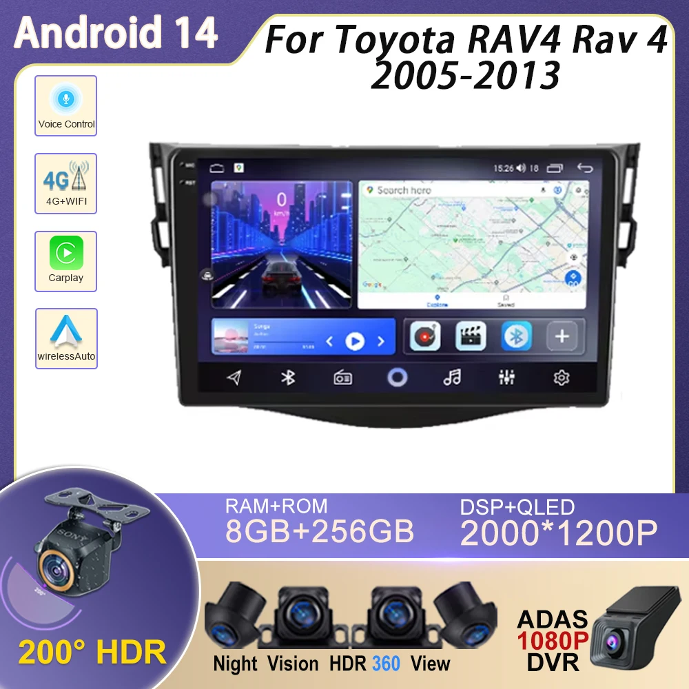 

Android Auto For Toyota RAV4 Rav 4 2005-2013 Car Radio GPS Navigation Touch Screen Multimedia Video Player No 2din DVD 4G WIFI