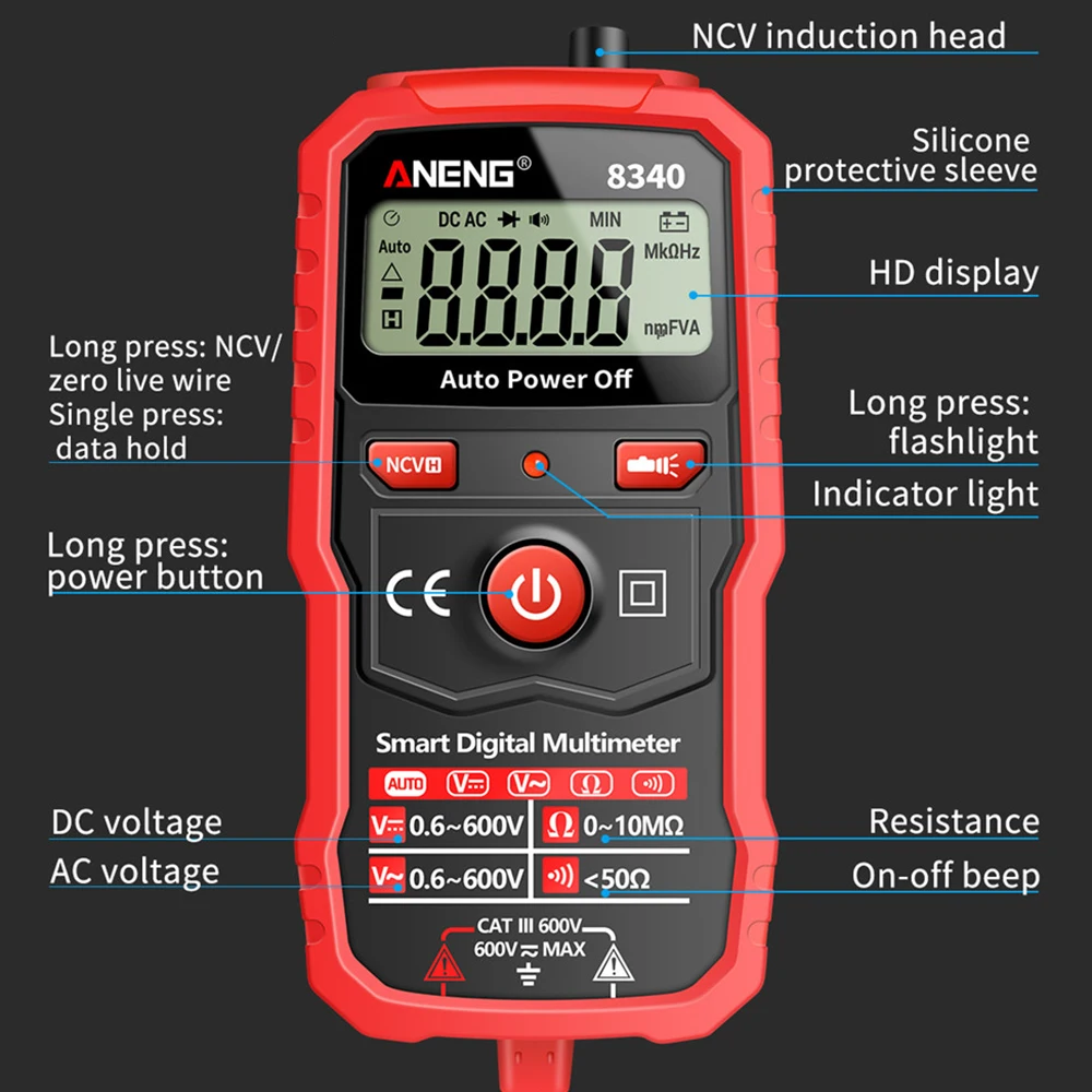 8340 cyfrowy 1999 Mini multimetr liczy woltomierz 400V AC/DC Test obwodu automatyczny inteligentny miernik Pen NCV bezkontaktowy pióro testowe