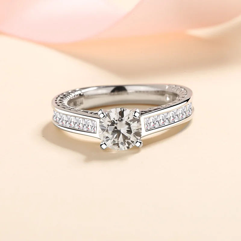 S925 Sterling Silver 1 Carat Moissanite Ring Fine Jewelry Vintage Anniversary Wedding Ring Diamond Ring