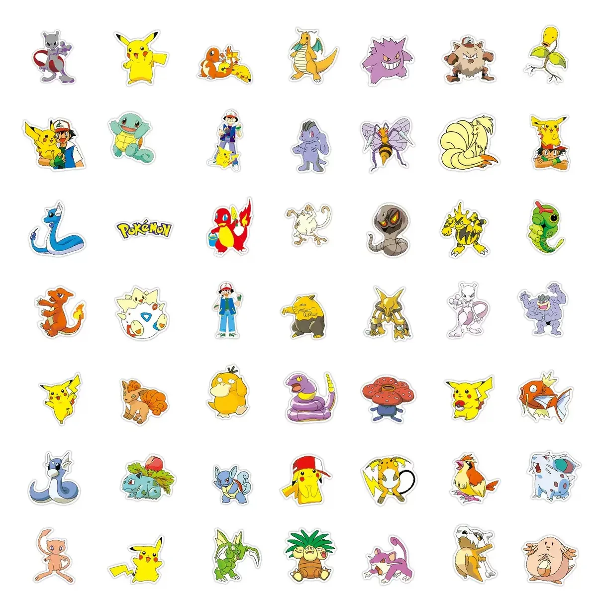 50pcs Pokemon Anime Stickers Pikachu Laptop Skateboard Scrapbook Suitcase Bike Kawaii Sticker Guitar Phone Cartoon Kid Gift Toys