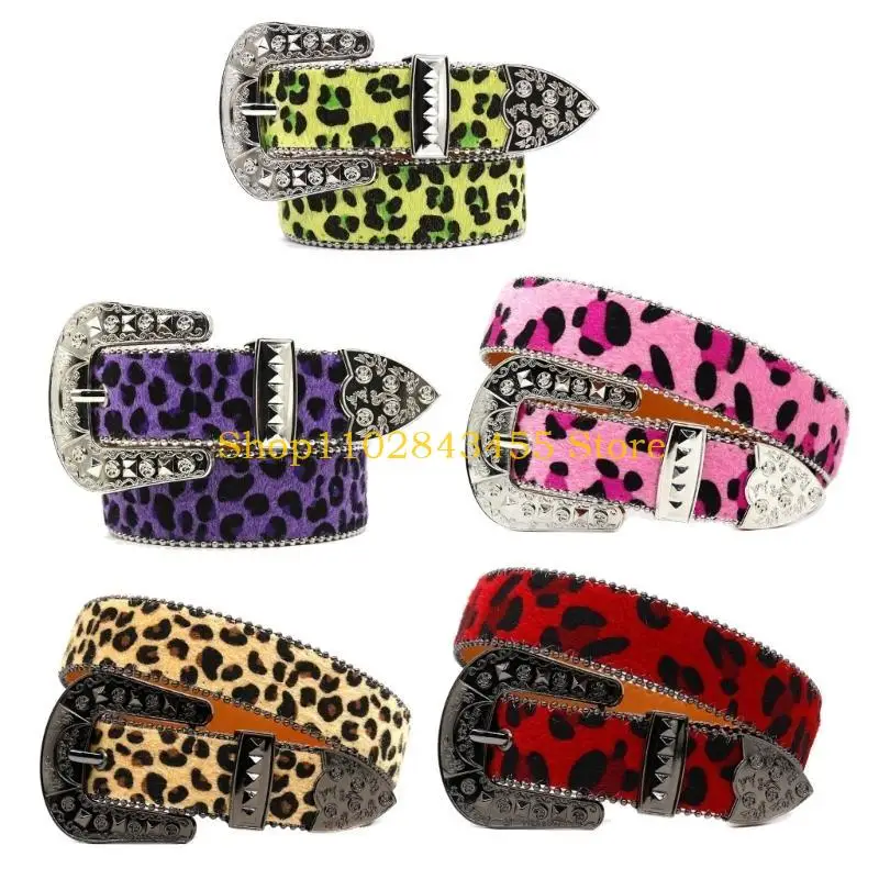 

Женский ремень с металлической пряжкой 49MC, стильный леопардовый ремень для джинсового платья, привлекательный пояс для и ночи,