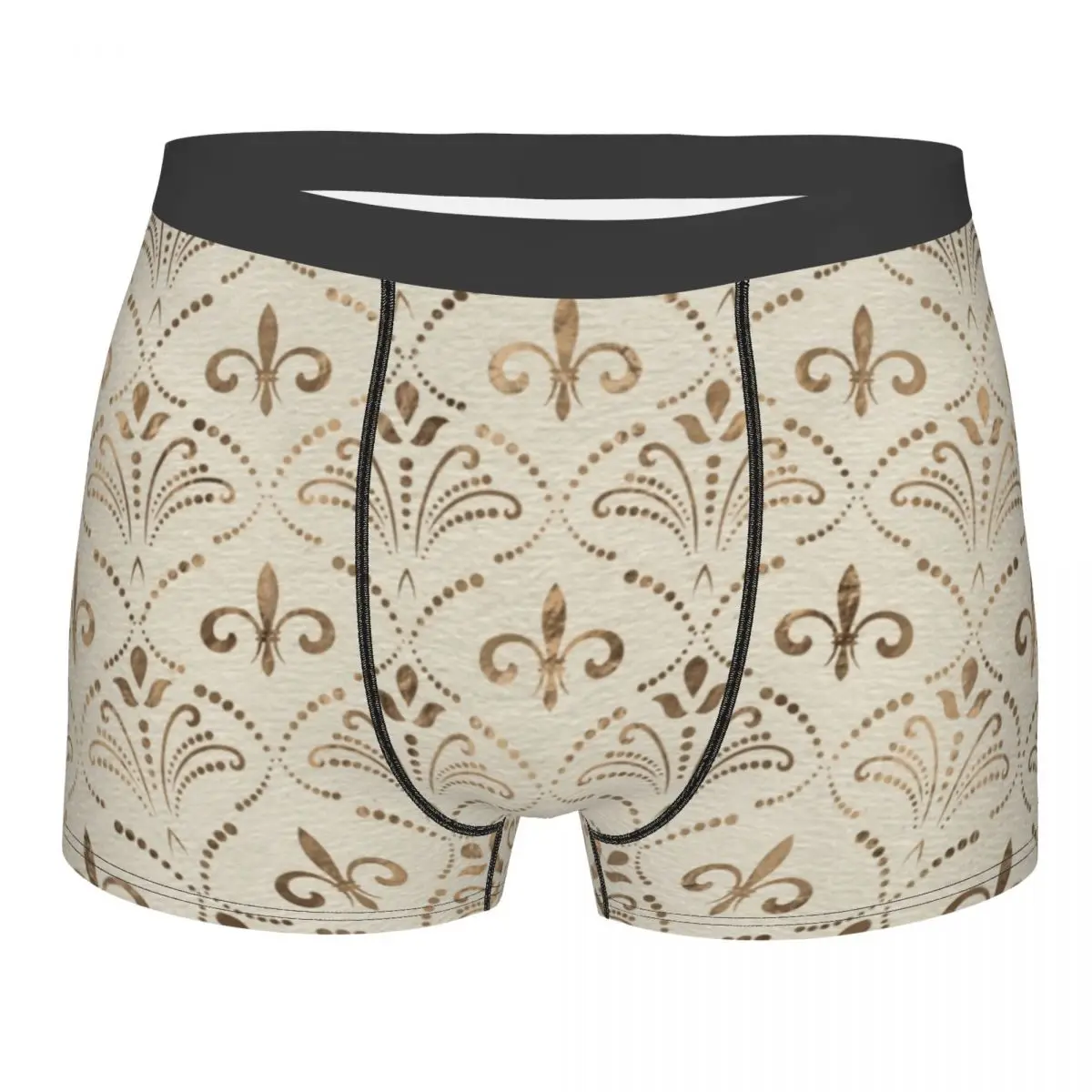 Custom Male Sexy Elegant Fleur-de-lis Pattern Underwear Boxer Briefs Men Breathbale Shorts Underpants