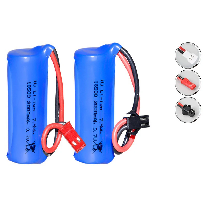 18500 Lithium-Ion Rechargeable Battery 3.7V 2000mAh For Speakers, Radios, LED lights, Toys Parts With SM/JST-2P USB Charger