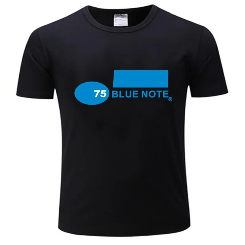 T-Shirt in cotone di marca T-Shirt girocollo uomo Blue Note record 75 anni maglietta bianca da uomo nuovo ufficiale