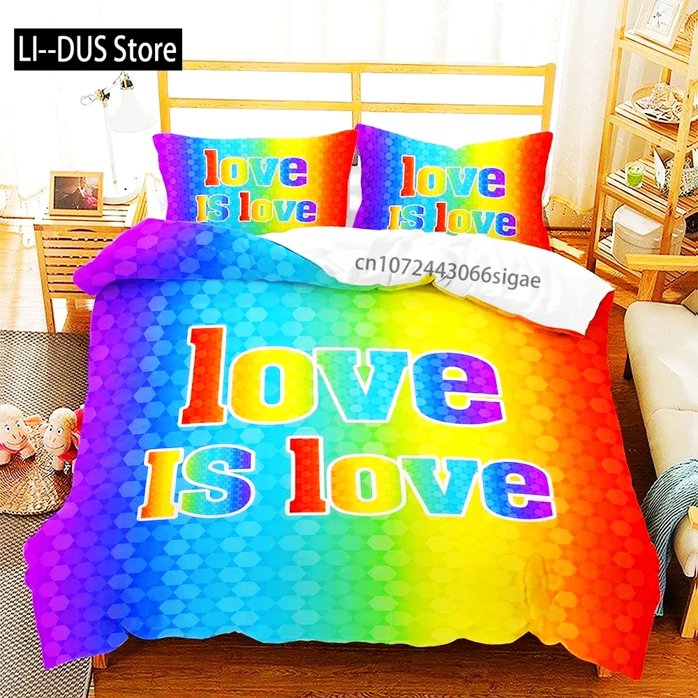 

Rainbow Heart Love Duvet Cover Colourful Stripe Bedding Set Pillowcases Comforter Linen Single Double TwinQueen For Boys Gift