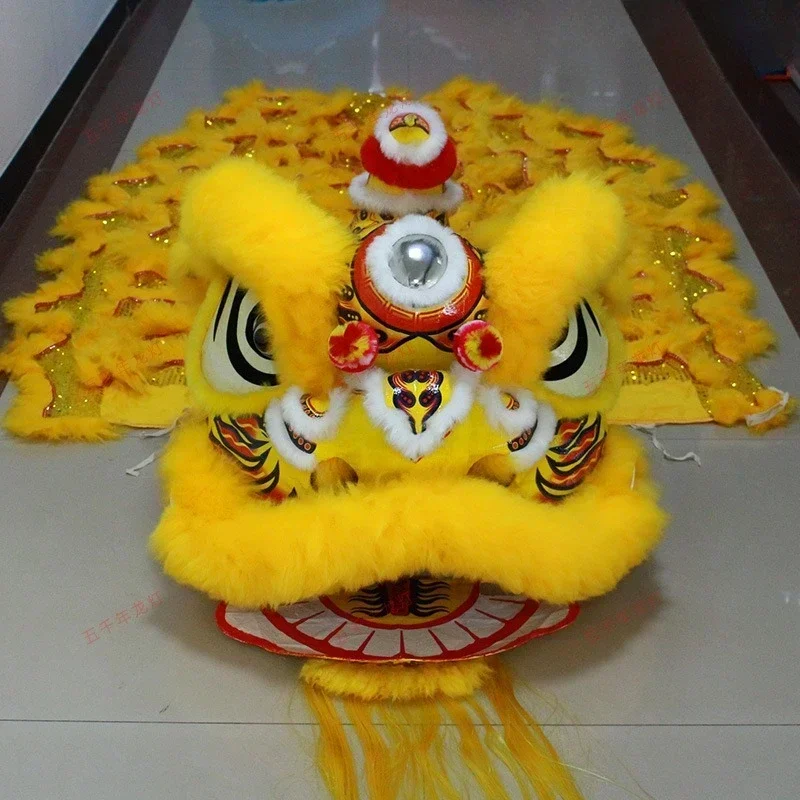 Yellow South Lion Head Wool South Prop Lion Dance Prop Ornament