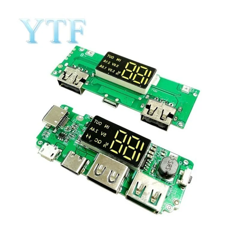 1PCS 18650 Lithium Battery Digital Display Charging Module 5v2.4a 2A Dual USB Output Band Display Booster Module