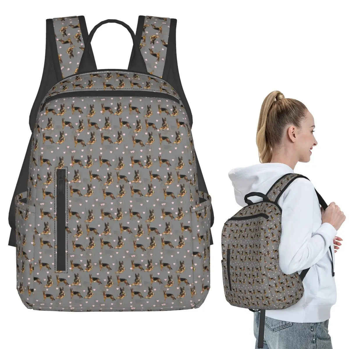 

German Shepard Pattern Backpack Student BookBag Kids School Bag Computer Shoulder Bags Boys Girls