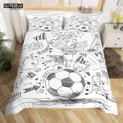 Bianco nero Set biancheria da letto da calcio palla sport biancheria da letto matrimoniale Queen King Twin Full Size ragazzi adolescenti calcio copripiumino Set regali