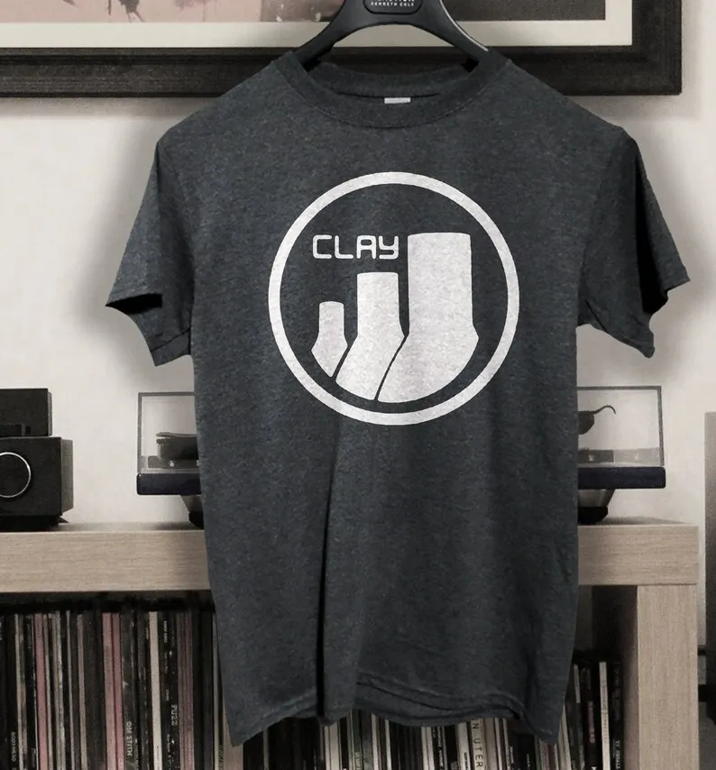 Clay Records T shirt screen print short sleeve shirt cotton