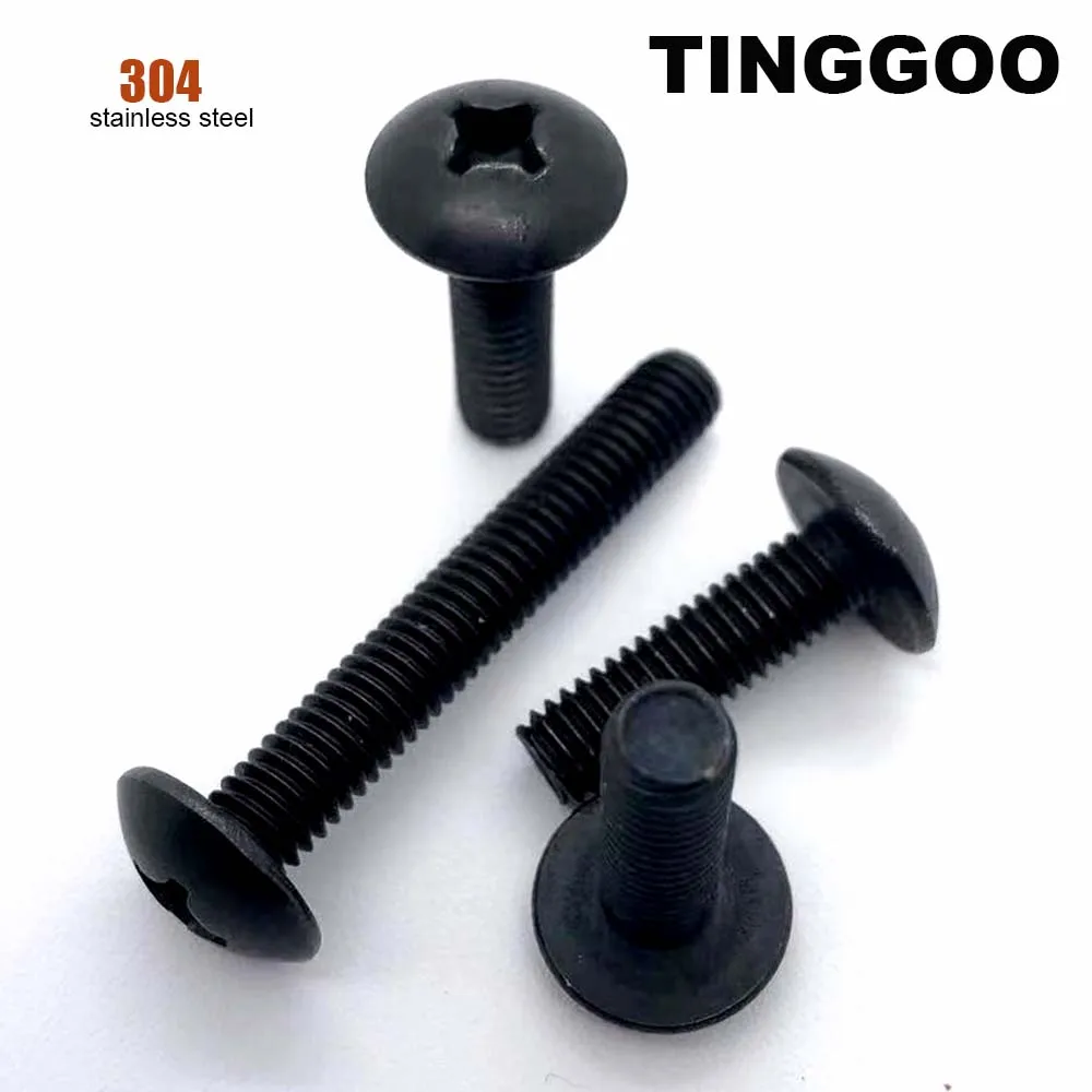 5/10/20/50pcs JISB1111T M2 M2.5 M3 M4 M5 M6 Black 304 A2-70 Stainless Steel Cross Large Round Phillips Big Truss Head Screw Bolt