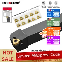 SER1616H16 SER2020K16 SER2525M16ด้ายภายนอกเครื่องมือเครื่องกลึงเครื่องกลึง16ER คาร์ไบด์แทรก CNC ผู้ถือ